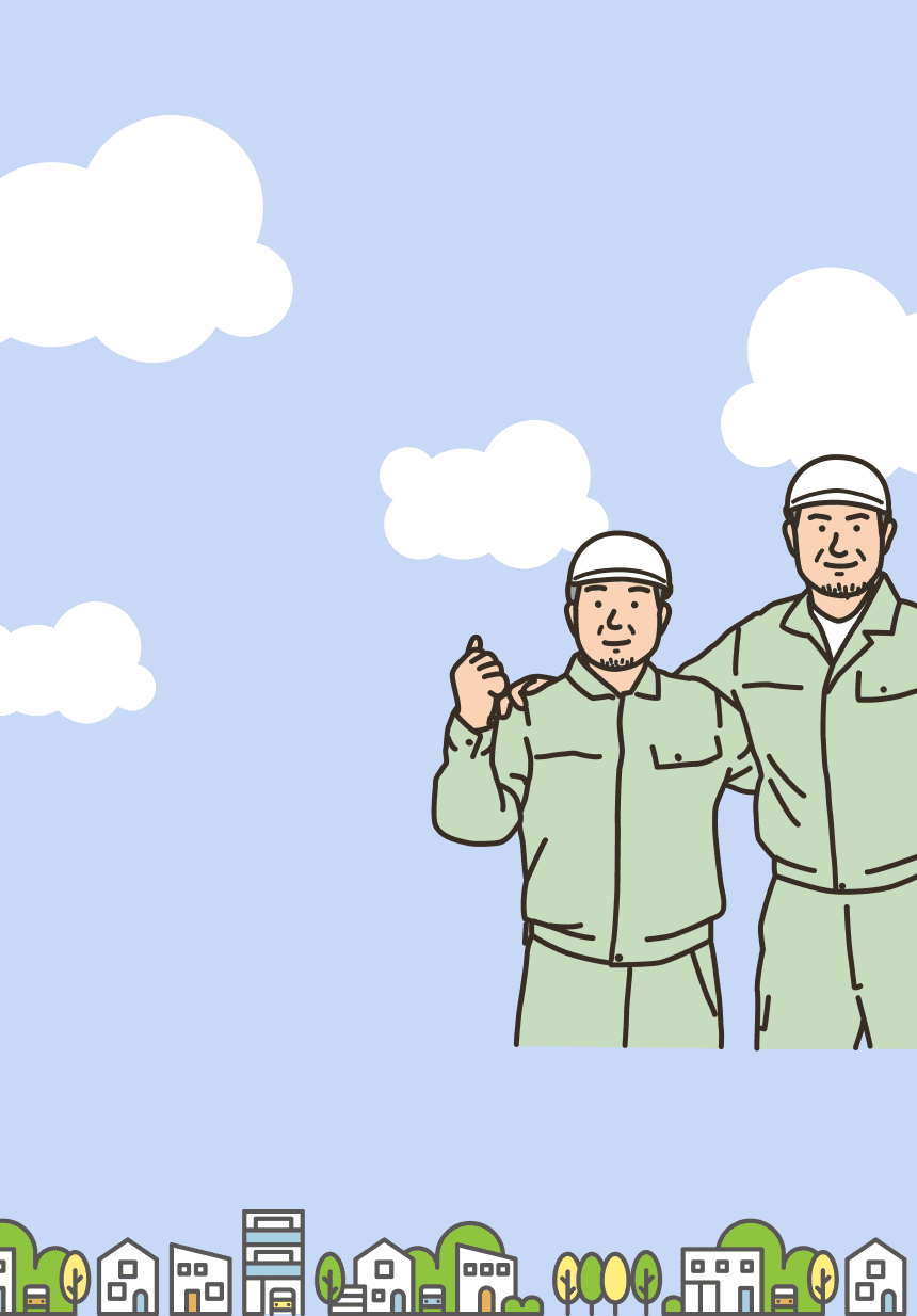 2人の大工が肩を組んでいるイラスト